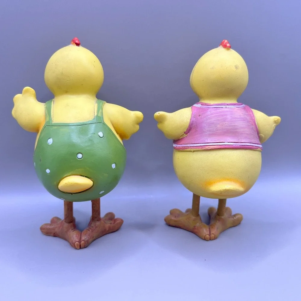 Easter Chick Figurines Set of 2 Yellow‎ Spring Resin Decor 5.5